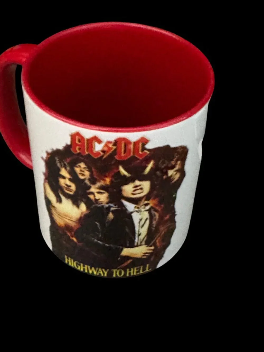 AC/DC Highway to Hell Coffee Mug, White and Red, 11 oz, Rock Band Graphic